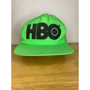 Rare Vintage HBO Promo Neon Lime Green 90s Hat Dad Cap